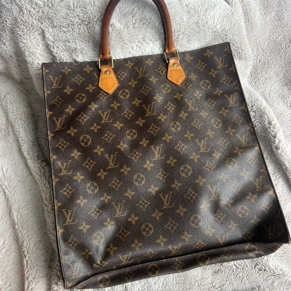 Vintage Louis Vuitton Monogram Guaranteed Sac Plat Tote Hand Bag Malletier